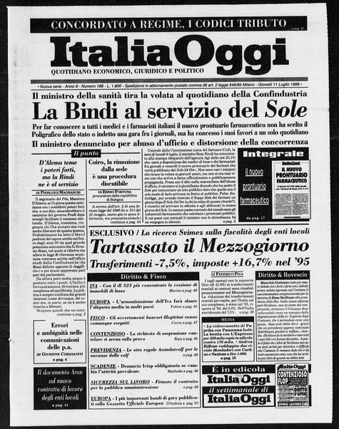 Italia oggi : quotidiano di economia finanza e politica